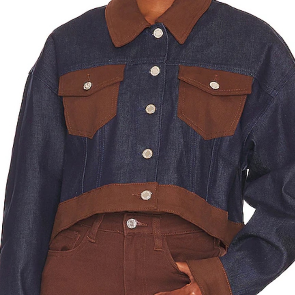 Weworewhat sz XS blue and brown denim jacket